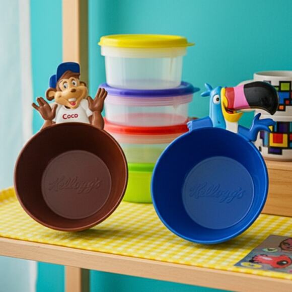 Vintage 1990s Kellogg’s Mascot Cereal Bowls Coco Monkey & Toucan Sam Collectible - Picture 1 of 11